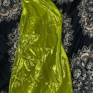 Fashion Nova Glossy Lime Green Dress